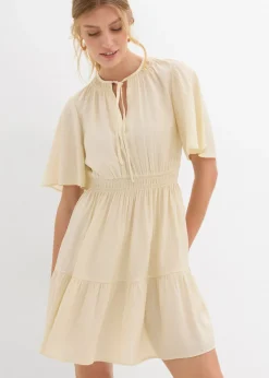 bonprix bonprix Vestido corto de mezcla de viscosa fluida Crudo New