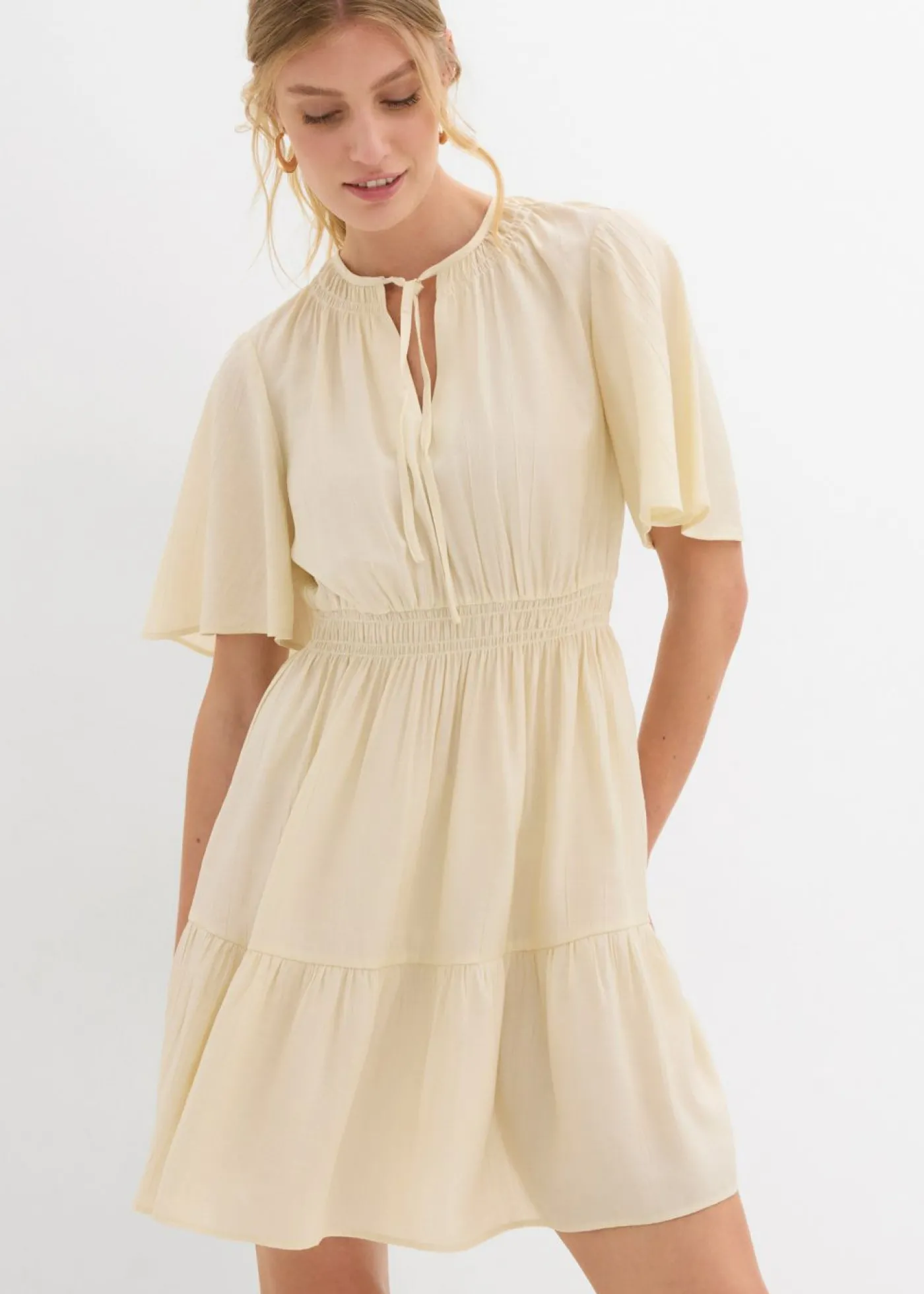 bonprix bonprix Vestido corto de mezcla de viscosa fluida Crudo New