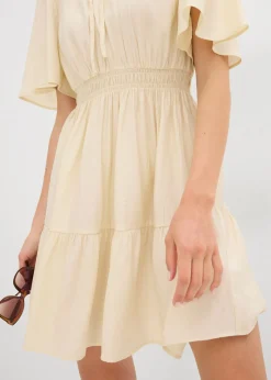 bonprix bonprix Vestido corto de mezcla de viscosa fluida Crudo New