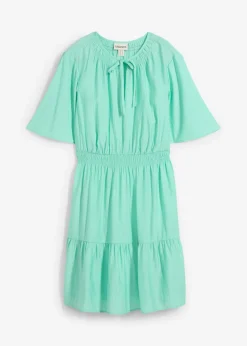 bonprix bonprix Vestido corto de mezcla de viscosa fluida Azul mentol Clearance
