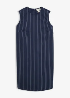bonprix bonprix Vestido corto de mezcla de viscosa con raya diplomática azul marino-blanco rayas verticales Outlet