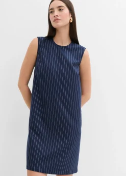 bonprix bonprix Vestido corto de mezcla de viscosa con raya diplomática azul marino-blanco rayas verticales Outlet