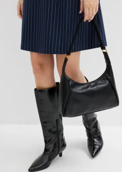 bonprix bonprix Vestido corto de mezcla de viscosa con raya diplomática azul marino-blanco rayas verticales Outlet