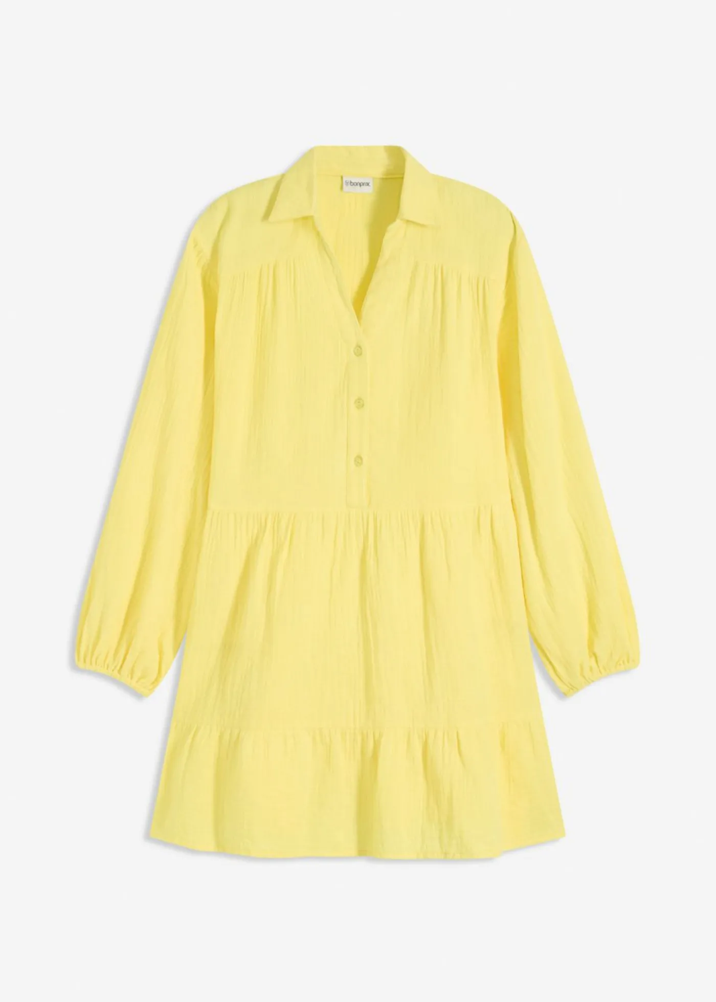 bonprix bonprix Vestido corto de muselina con paneles Amarillo suave Online