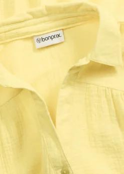bonprix bonprix Vestido corto de muselina con paneles Amarillo suave Online