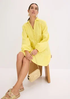 bonprix bonprix Vestido corto de muselina con paneles Amarillo suave Online