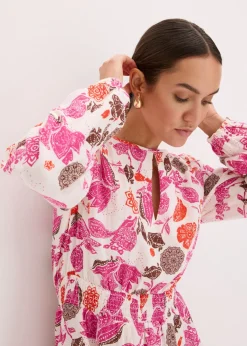bonprix bonprix Vestido corto de muselina Blanco lana de flores Best
