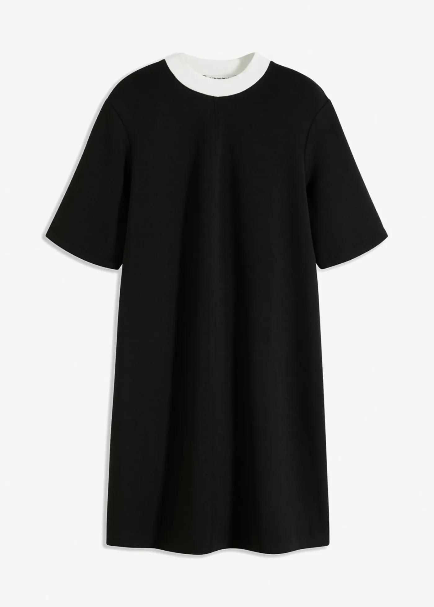 bonprix bonprix Vestido corto de neopreno con cuello alto Negro-blanco lana New