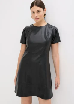 bonprix bonprix Vestido corto de piel sintética Negro Outlet