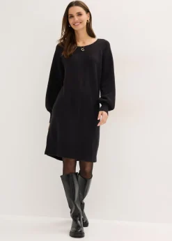 bonprix bonprix Vestido corto de punto Negro Sale