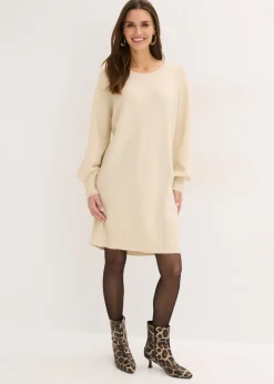 bonprix bonprix Vestido corto de punto Arena claro Discount