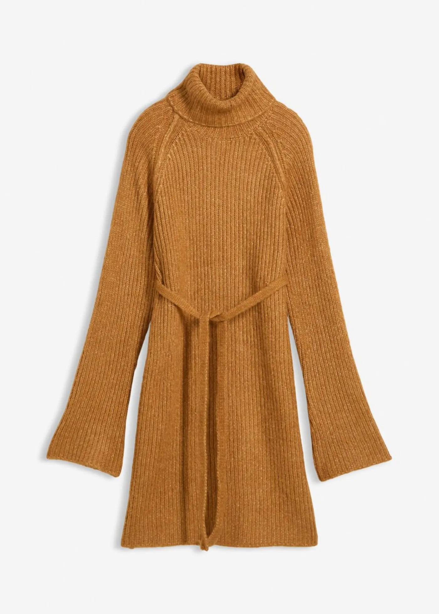 bonprix bonprix Vestido corto de punto acanalado con cuello vuelto Avellana Best