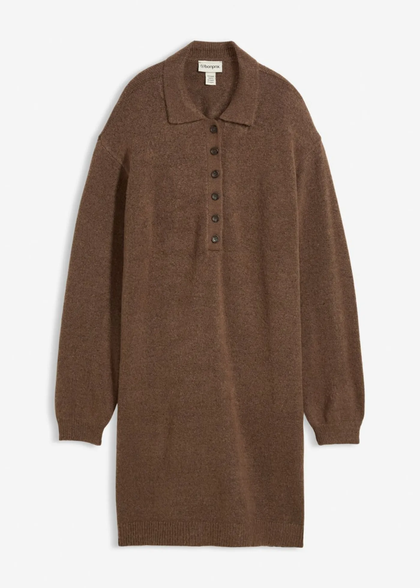 bonprix bonprix Vestido corto de punto con botones marrón arcilla Clearance