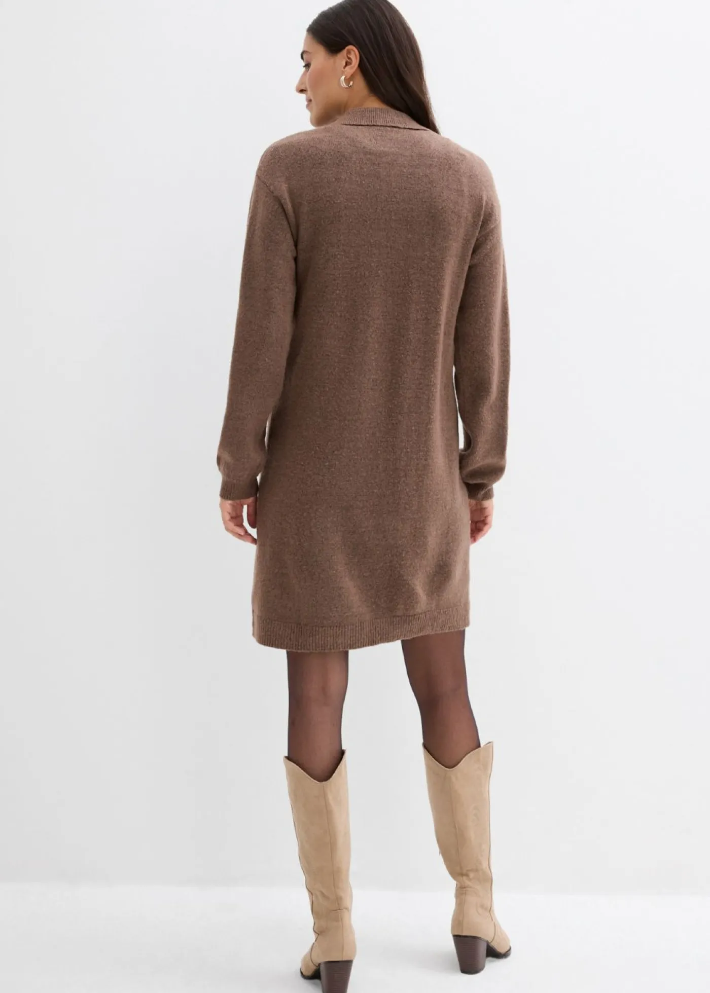 bonprix bonprix Vestido corto de punto con botones marrón arcilla Clearance
