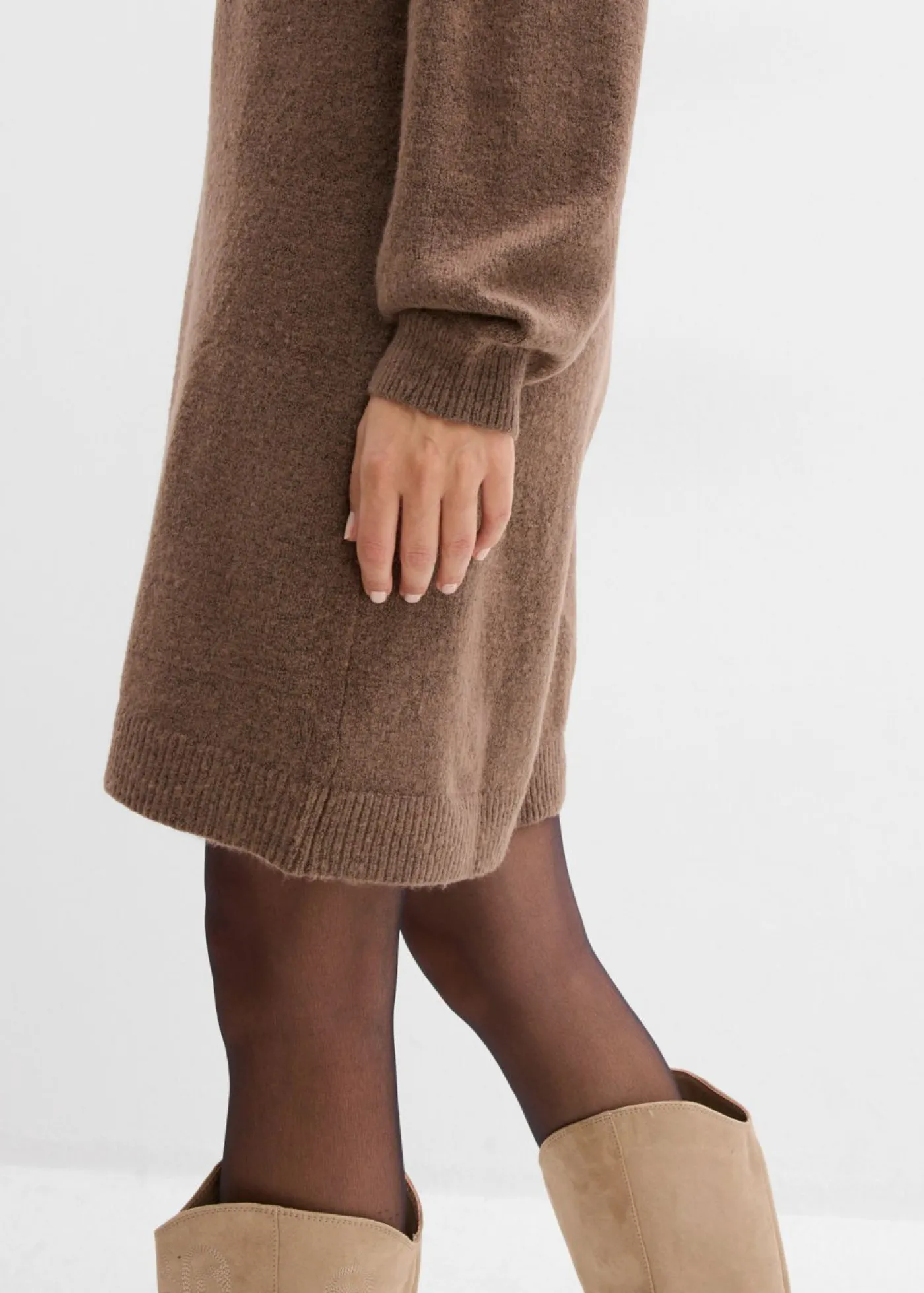 bonprix bonprix Vestido corto de punto con botones marrón arcilla Clearance