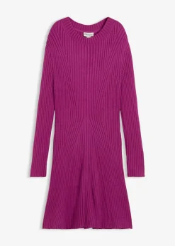 bonprix bonprix Vestido corto de punto de suave mezcla de viscosa Fucsia oscuro Hot