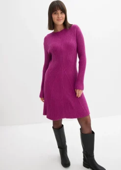 bonprix bonprix Vestido corto de punto de suave mezcla de viscosa Fucsia oscuro Hot
