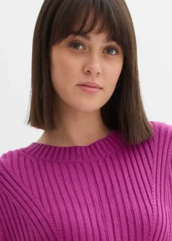 bonprix bonprix Vestido corto de punto de suave mezcla de viscosa Fucsia oscuro Hot