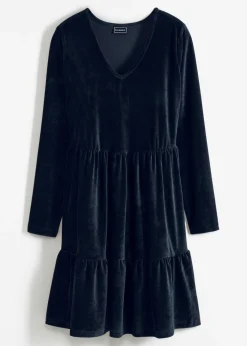 bonprix bonprix Vestido corto de terciopelo elástico Azul marino Hot