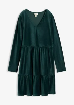 bonprix bonprix Vestido corto de terciopelo elástico Verde intenso Clearance
