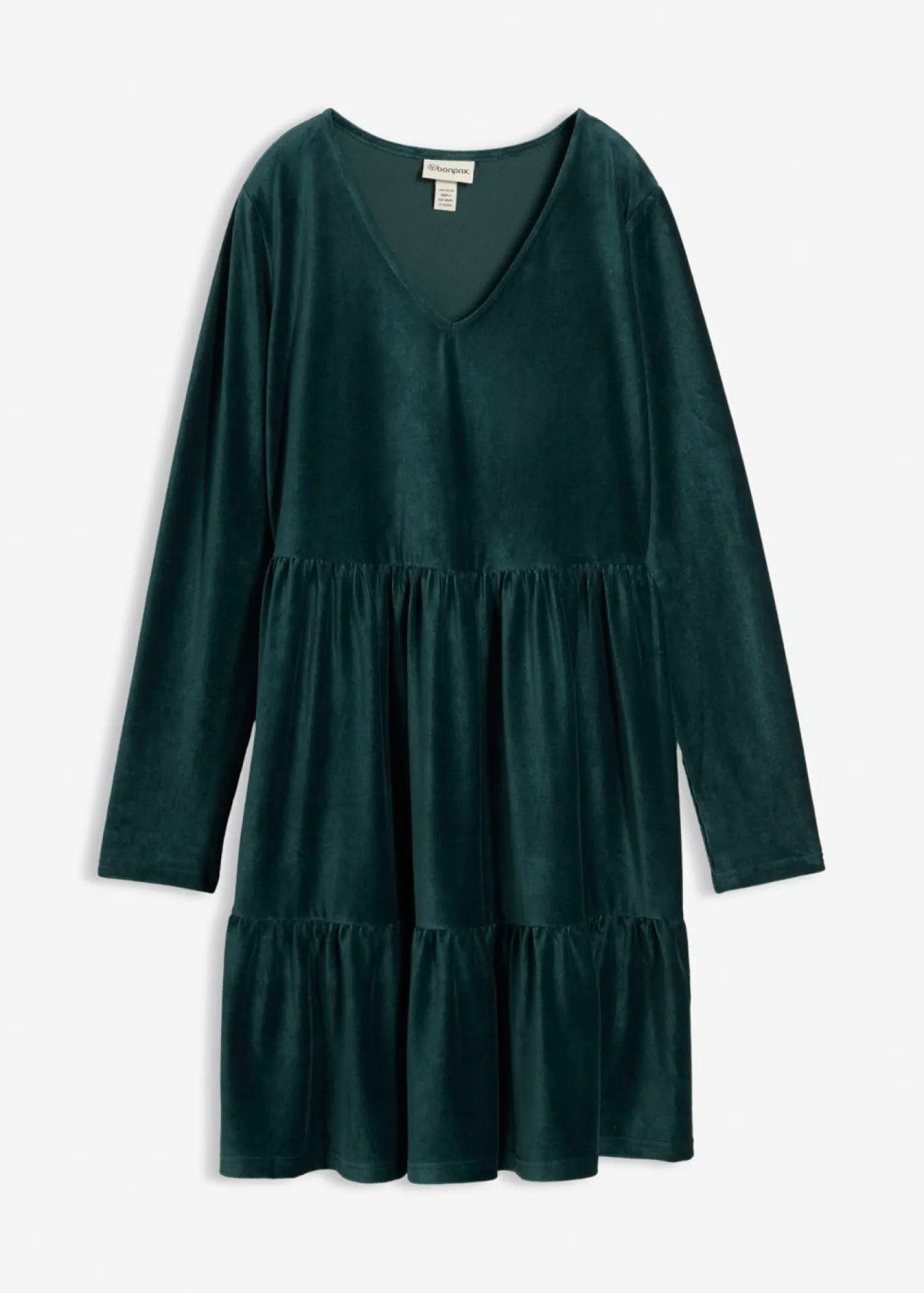 bonprix bonprix Vestido corto de terciopelo elástico Verde intenso Clearance