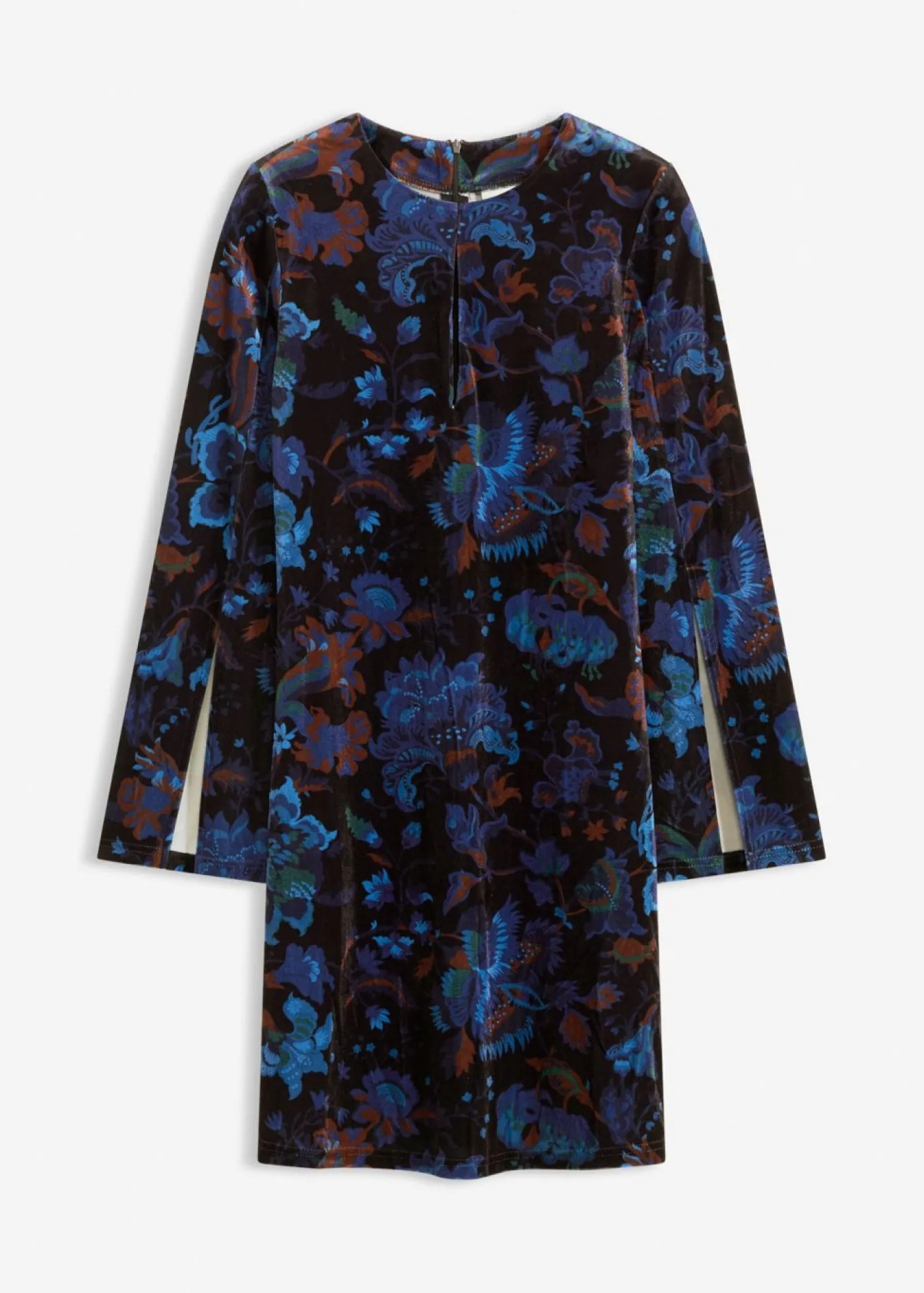 bonprix bonprix Vestido corto de terciopelo fluido Negro de flores Outlet