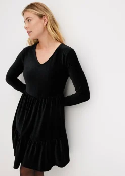 bonprix bonprix Vestido corto de terciopelo elástico Negro New