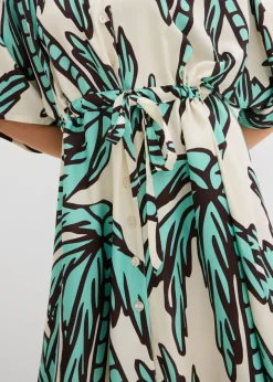 bonprix bonprix Vestido corto de viscosa fluida con mangas tipo kimono crudo-marrón oscuro-azul mentol Outlet