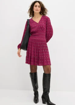 bonprix bonprix Vestido corto de viscosa fluida Violeta Clearance