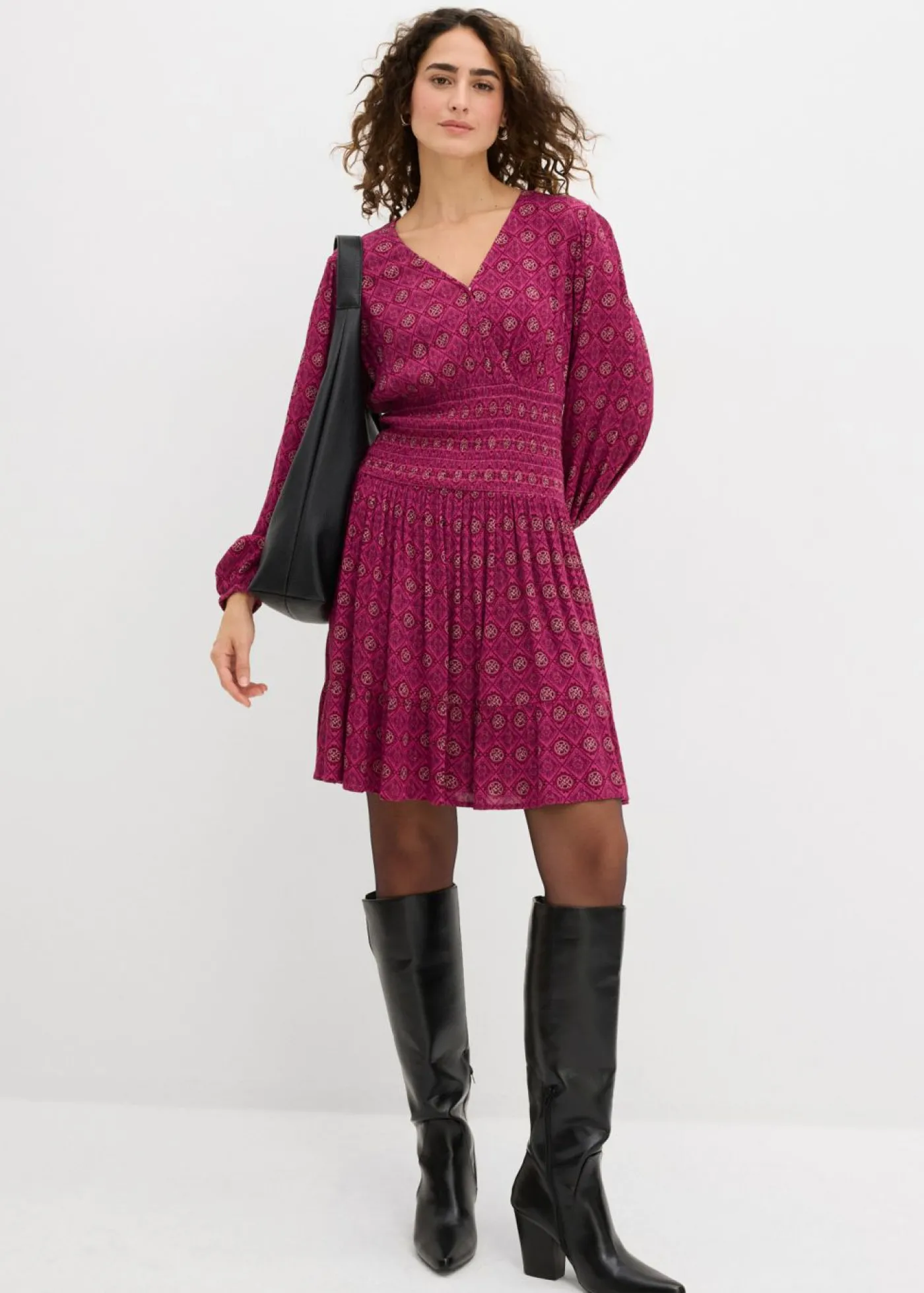 bonprix bonprix Vestido corto de viscosa fluida Violeta Clearance
