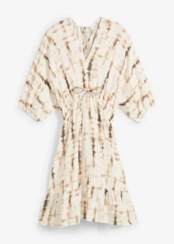 bonprix bonprix Vestido corto de viscosa fluida marrón con patrón batik Sale