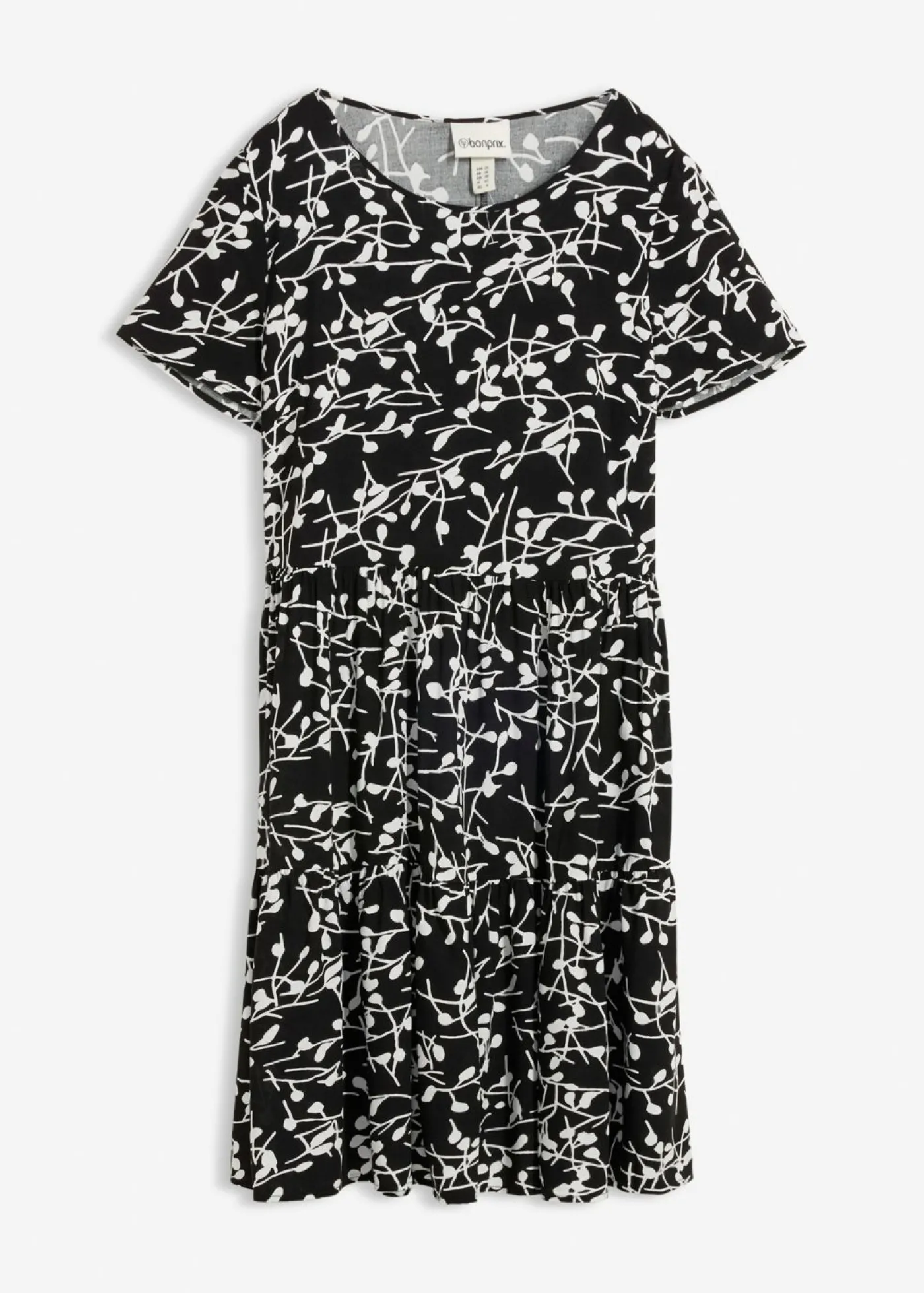bonprix bonprix Vestido corto de viscosa fluida Negro-blanco lana Discount