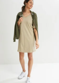 bonprix bonprix Vestido de algodón azul marino+verde alga New