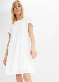 bonprix bonprix Vestido de algodón Blanco Discount