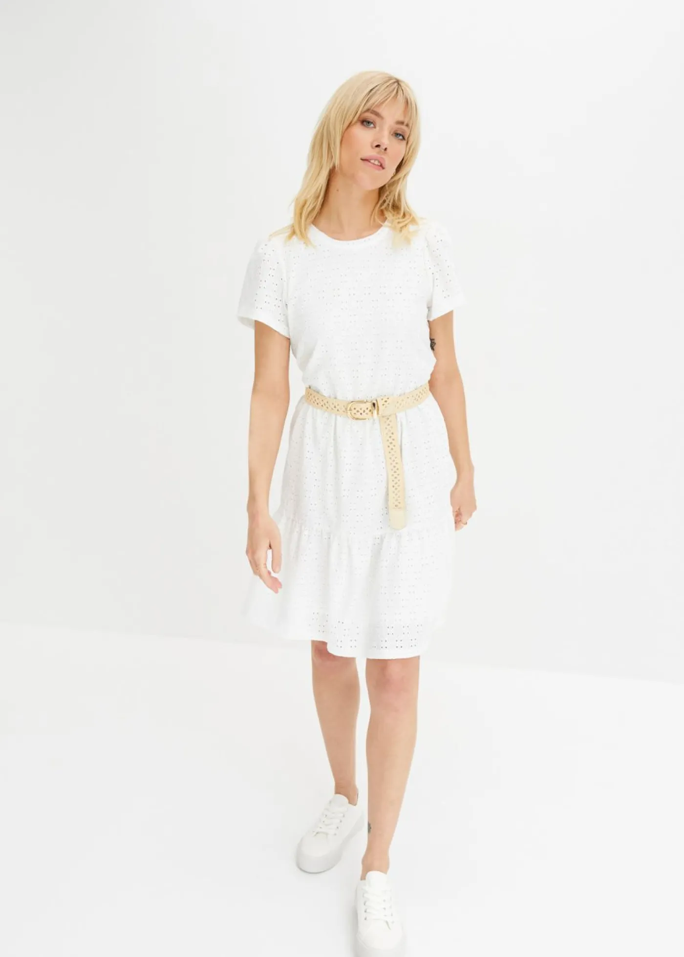 bonprix bonprix Vestido de algodón Blanco Discount
