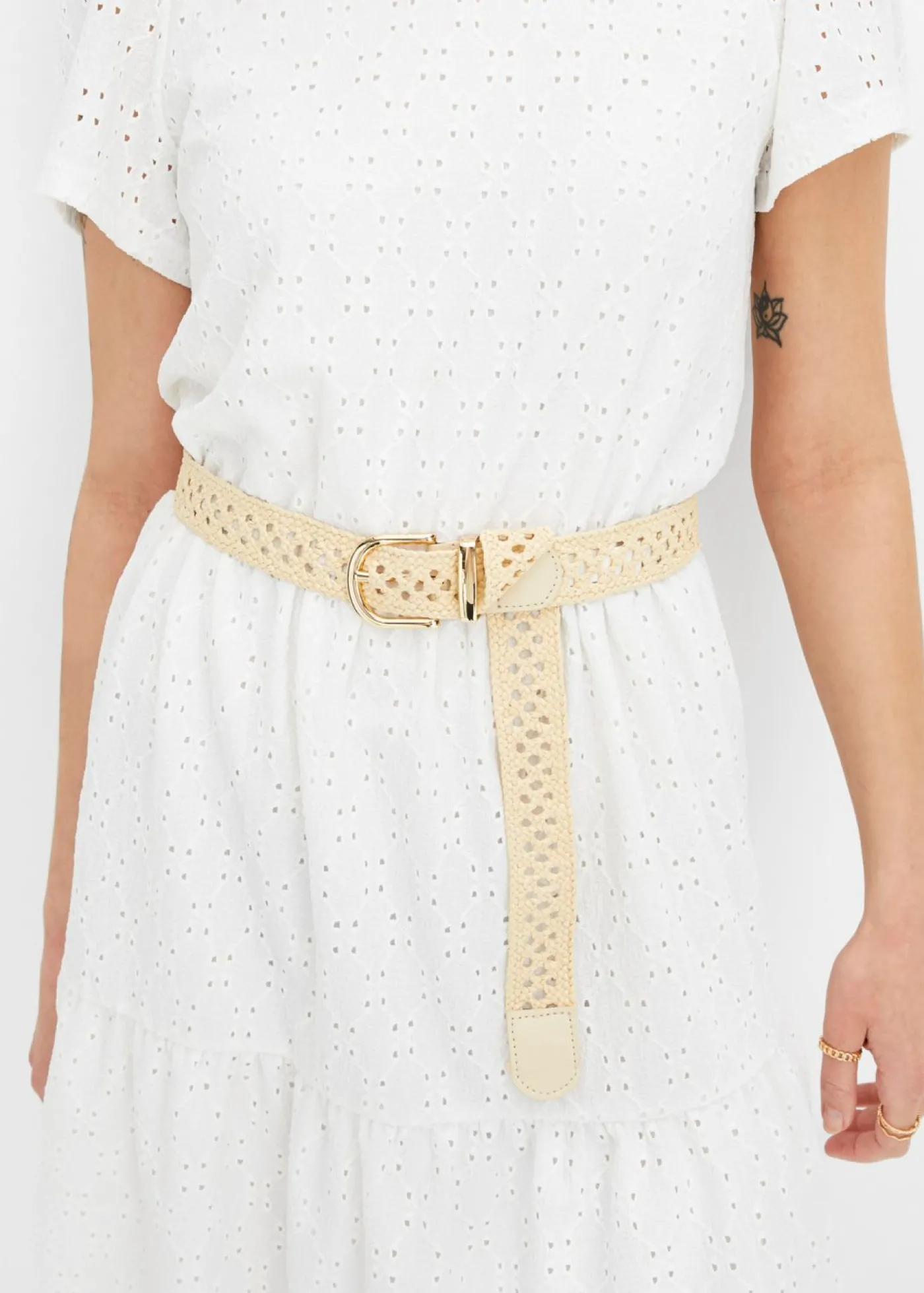 bonprix bonprix Vestido de algodón Blanco Discount