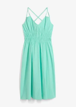 bonprix bonprix Vestido de algodón orgánico puro con tirantes Azul mentol Discount