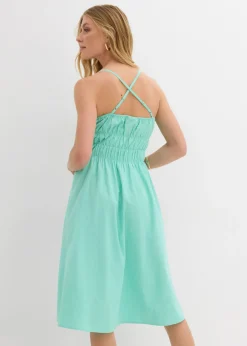 bonprix bonprix Vestido de algodón orgánico puro con tirantes Azul mentol Discount