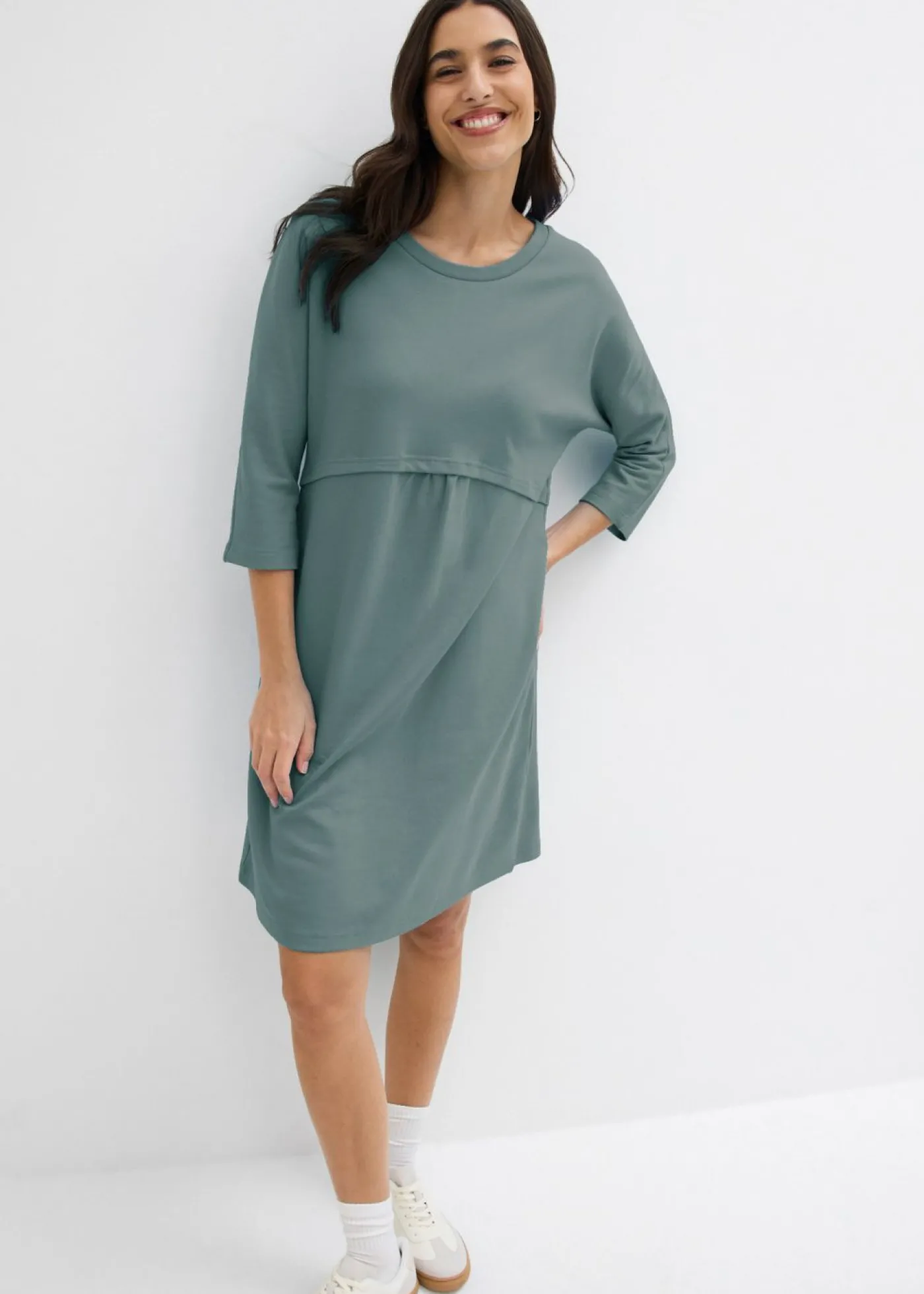 bonprix bonprix Vestido de algodón orgánico Verde eucalipto Sale