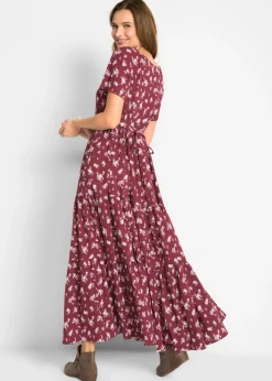 bonprix bonprix Vestido de algodón puro orquídea ahumado/naranja/melocotón claro Best