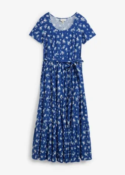 bonprix bonprix Vestido de algodón puro azul genciana/topacio/azul pálido con flores