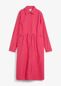 bonprix bonprix Vestido de algodón puro con cuello de camisa rojo tomate -granada-rosa oscuro con rayas New