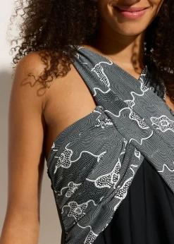 bonprix bonprix Vestido de baño con aspecto cruzado Negro Outlet