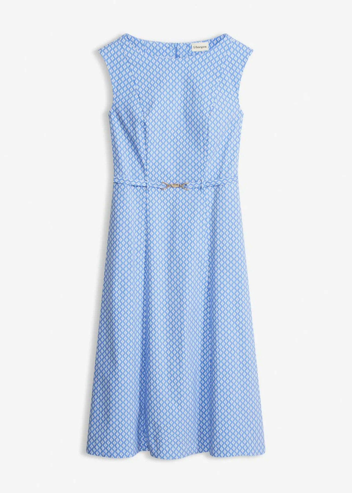 bonprix bonprix Vestido de bengalina con cinturón (2 piezas) azul provenzal-blanco lana Best