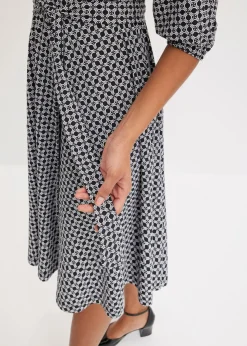 bonprix bonprix Vestido de blusa en jersey con cordón (2 piezas) Negro-blanco Outlet