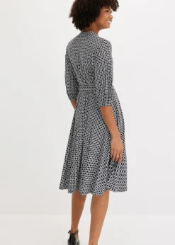 bonprix bonprix Vestido de blusa en jersey con cordón (2 piezas) Negro-blanco Outlet
