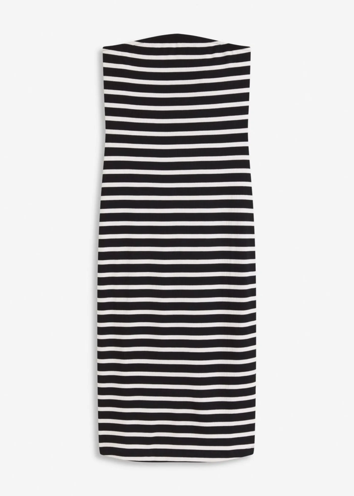 bonprix bonprix Vestido de canalé tipo bandeau Negro-blanco con rayas Discount