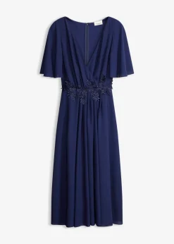bonprix bonprix Vestido de cóctel con aplicación de encaje Azul oxford Discount