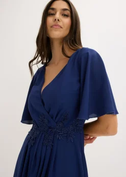 bonprix bonprix Vestido de cóctel con aplicación de encaje Azul oxford Discount