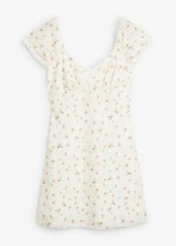bonprix bonprix Vestido de encaje con estampado de flores blanco con flores Online